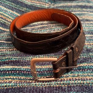 Men's Genuine Ostrich Black Leather Belt with Silver Buckle Size 44